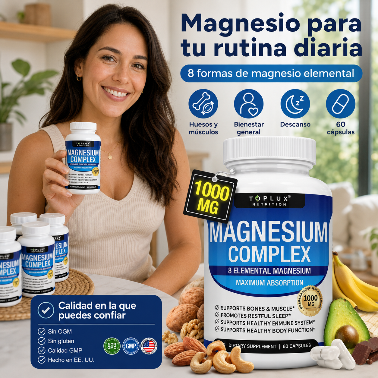 Magnesium Complex 1000 MG Toplux Nutrition – 60 cápsulas