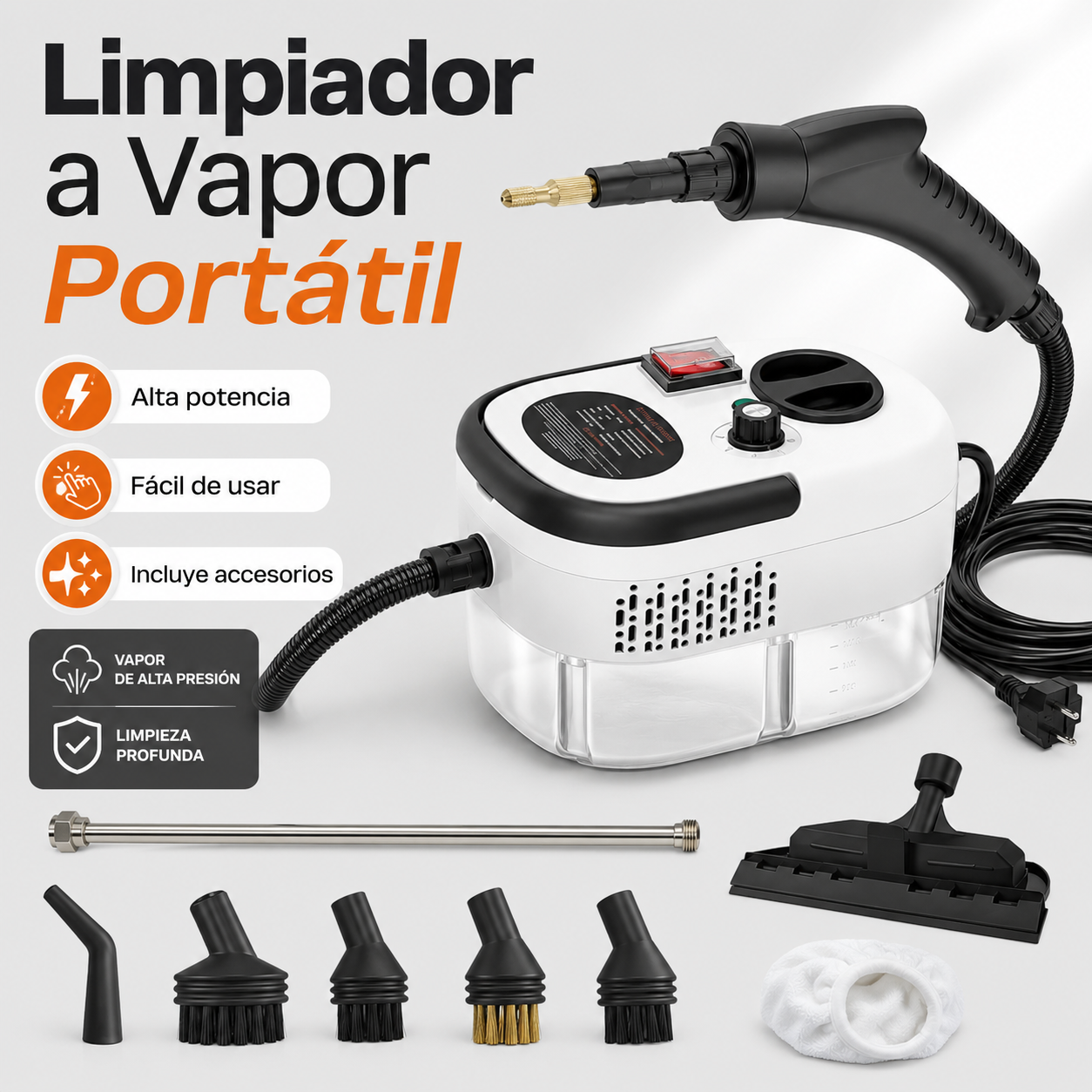 Título alternativo más vendedor Limpiador a Vapor Portátil 2500W para Cocina, Baño, Auto y Aire Acondicionado
