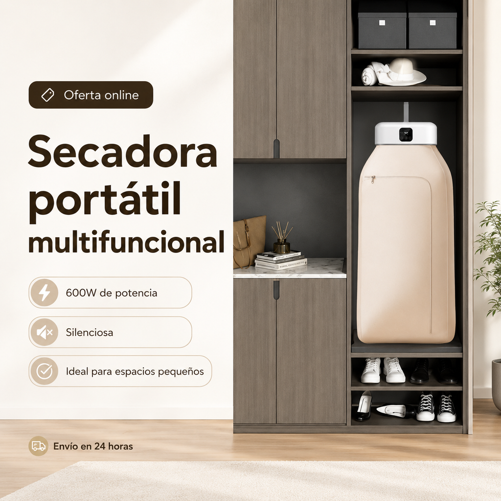 Secadora Portátil Compacta 600W para Ropa, Viajes y Espacios Pequeños