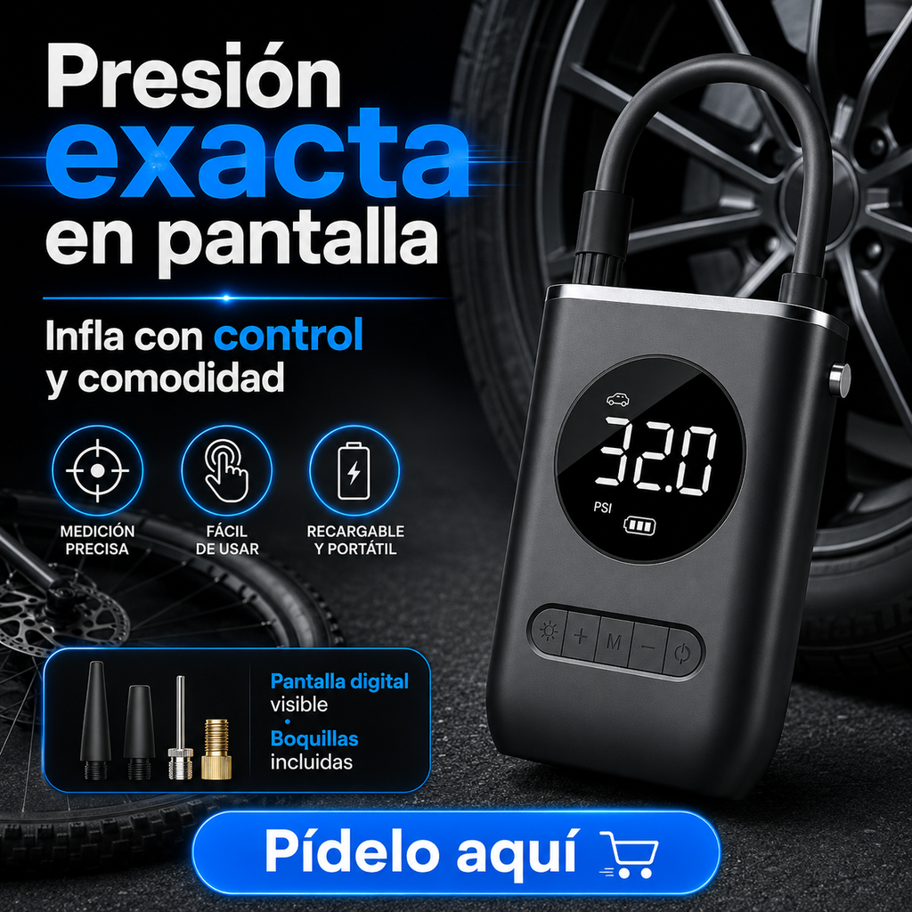 Inflador Portatil Inalambrico Recargable