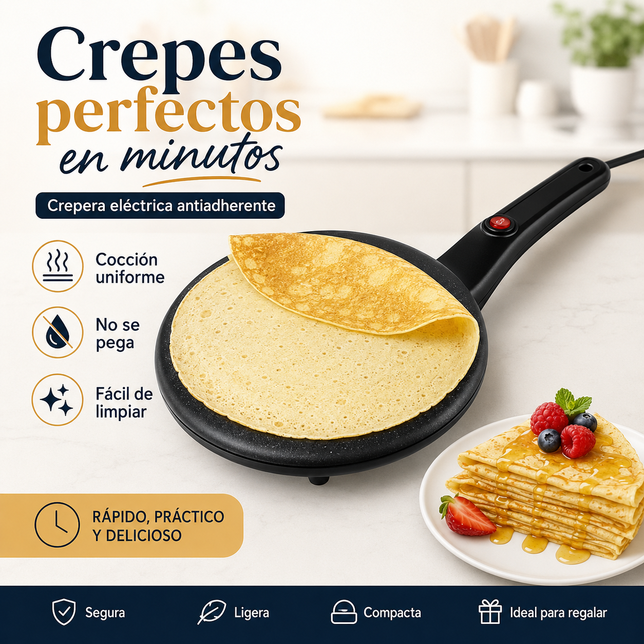 Crepera Eléctrica Antiadherente Sokany