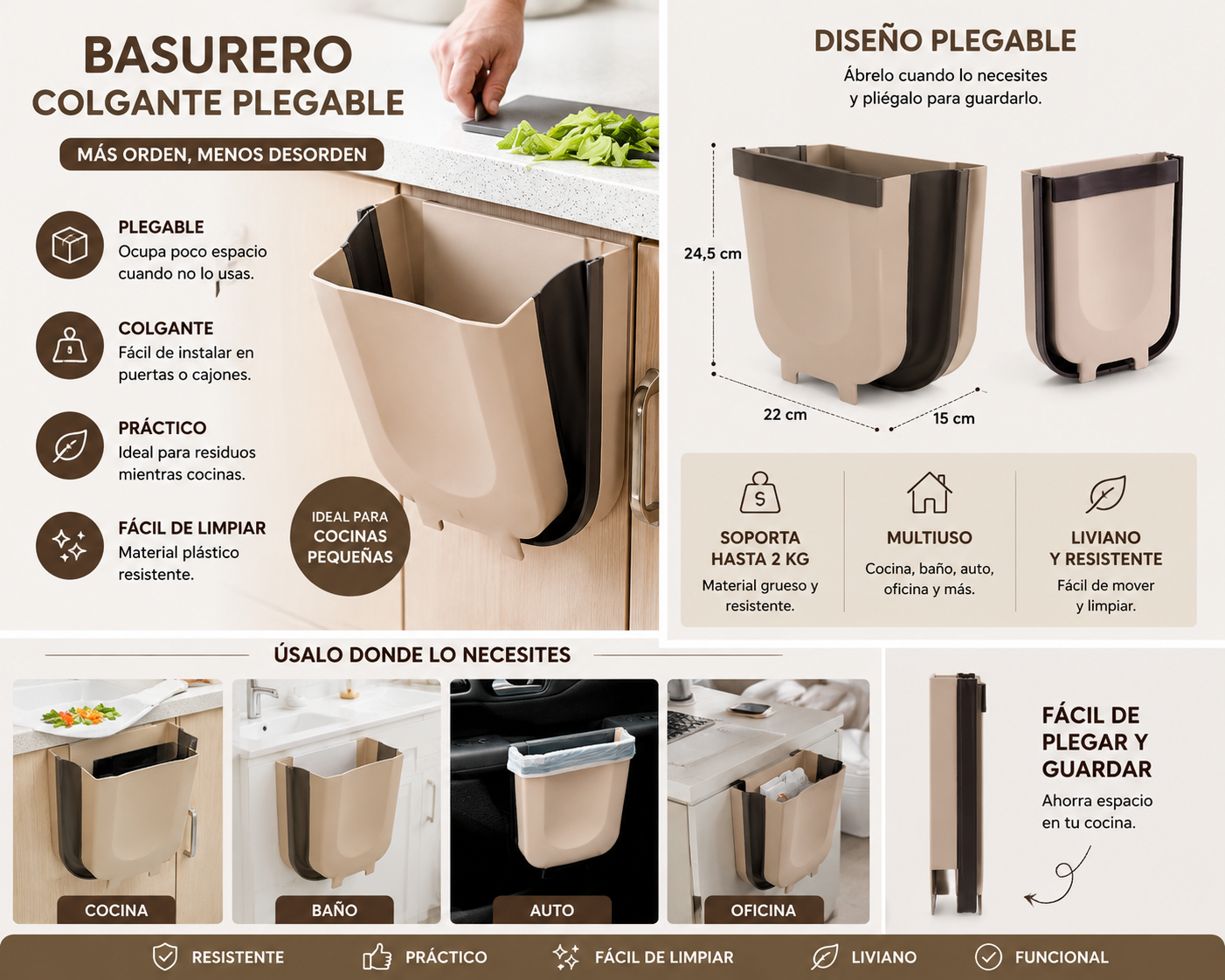 Basurero Colgante Plegable para Cocina