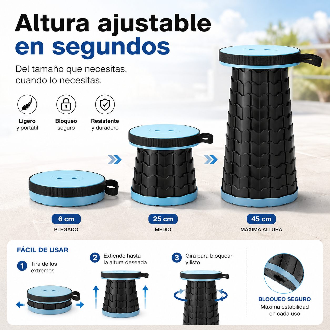 Taburete Plegable Portátil para Camping