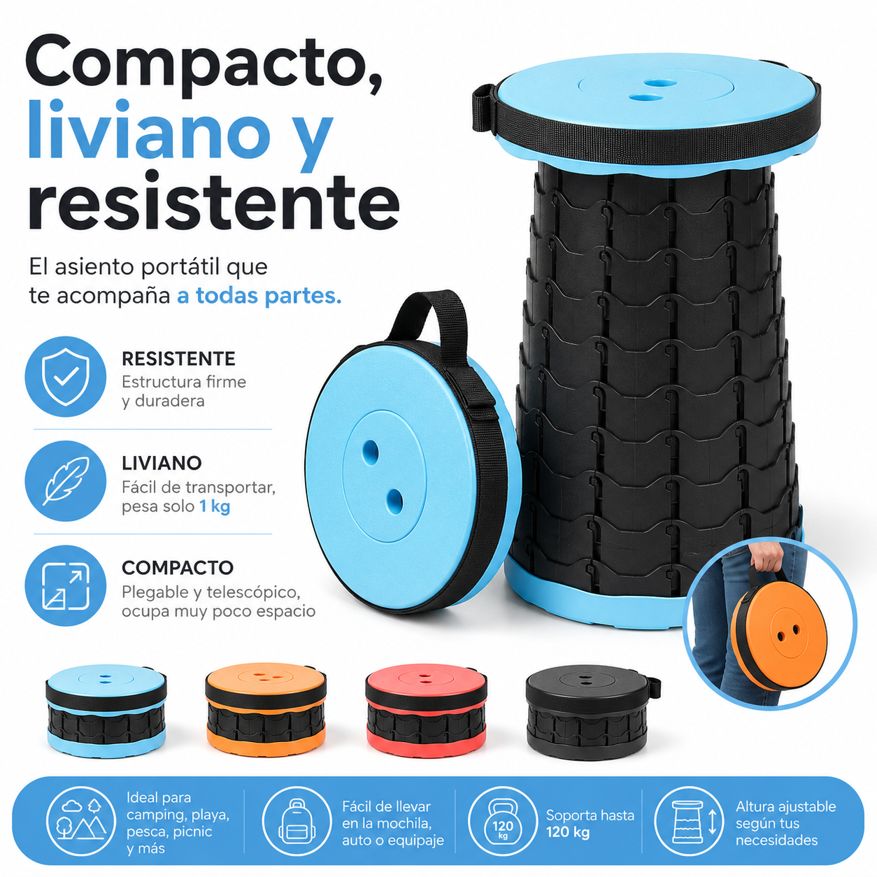 Taburete Plegable Portátil para Camping