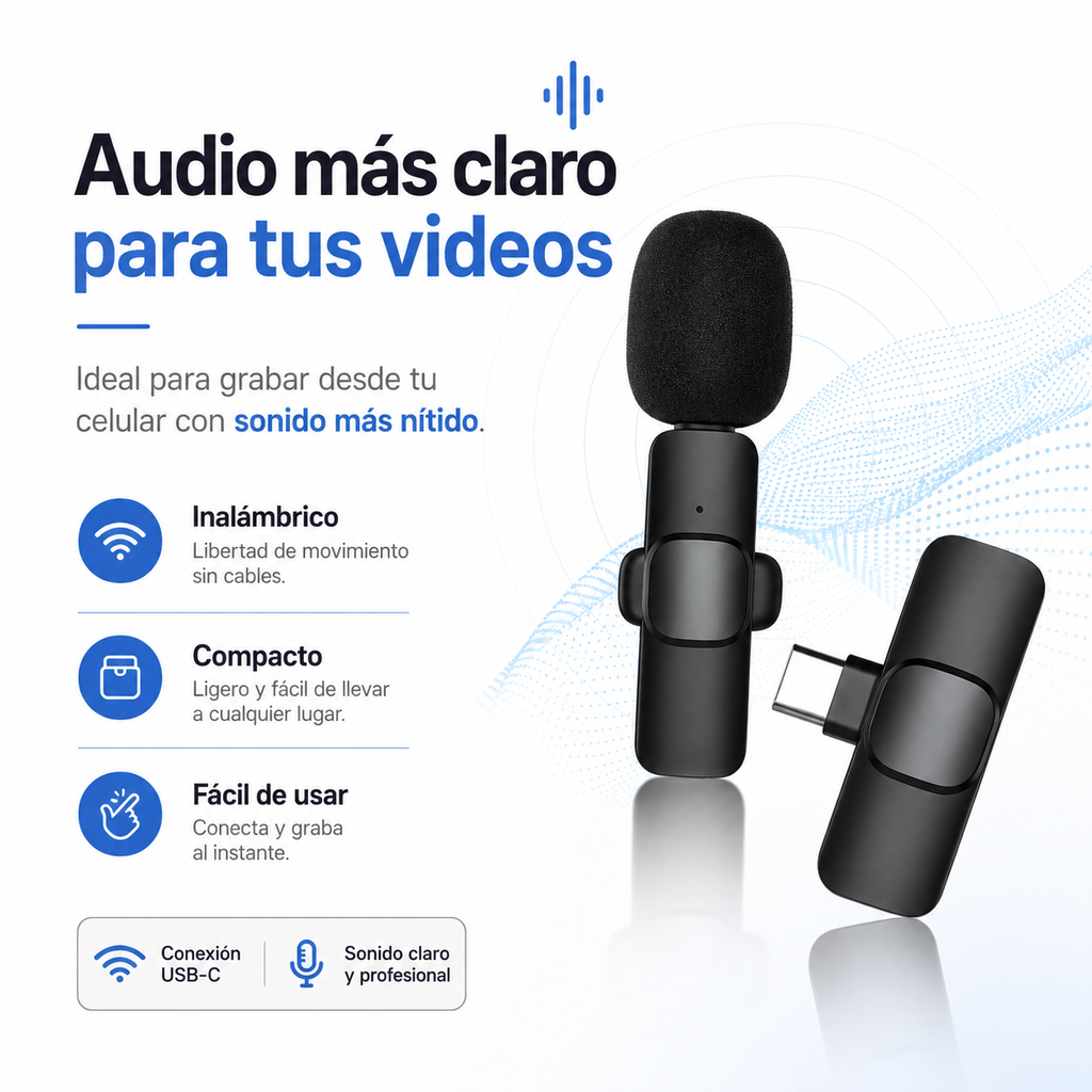 Micrófono Inalámbrico de Solapa Tipo C