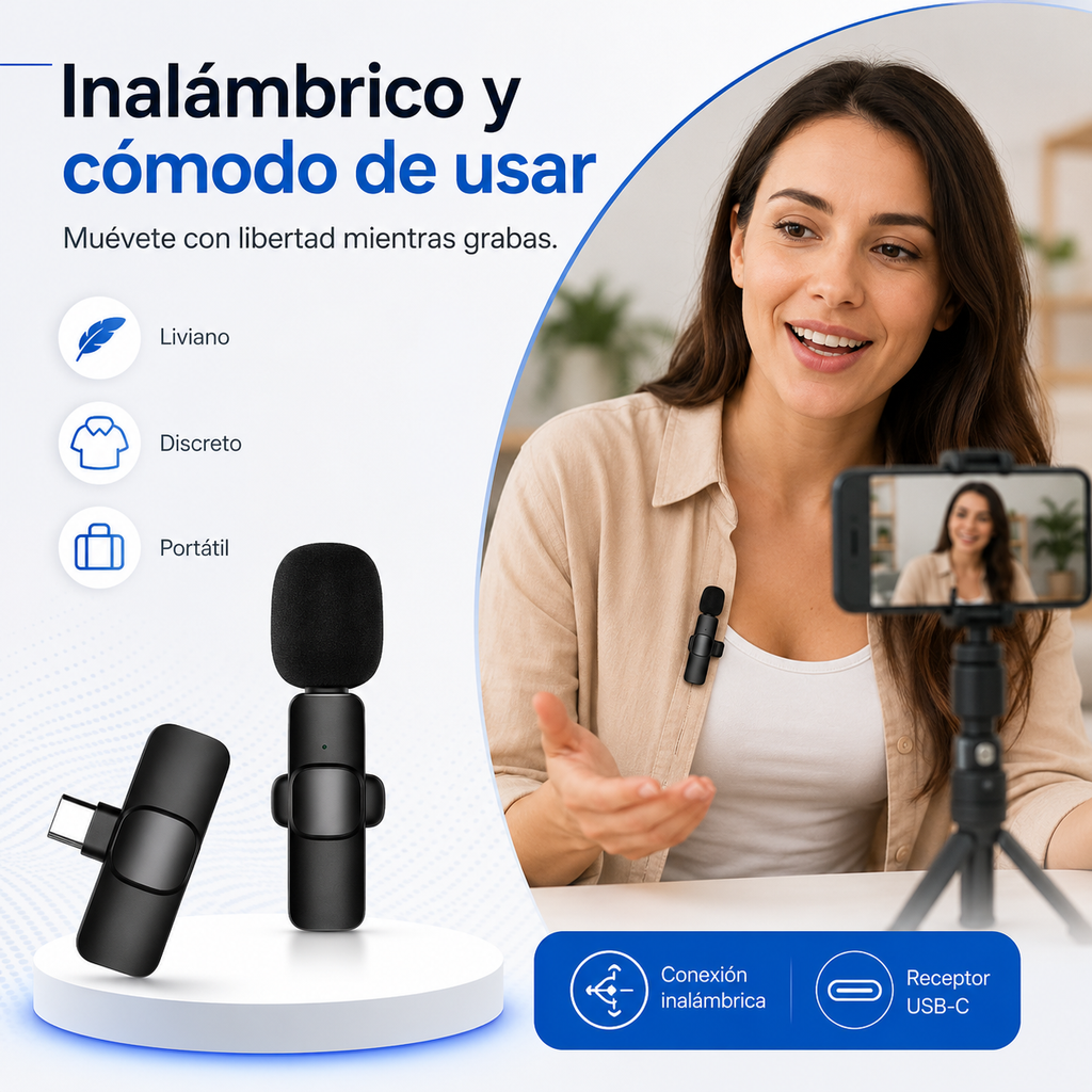 Micrófono Inalámbrico de Solapa Tipo C