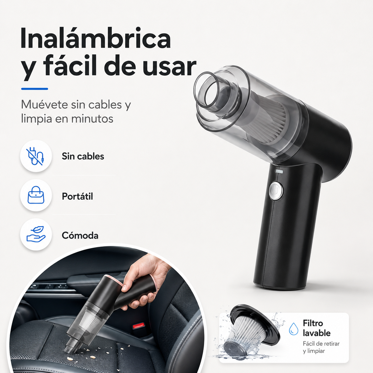 Mini Aspiradora Inalámbrica para Auto