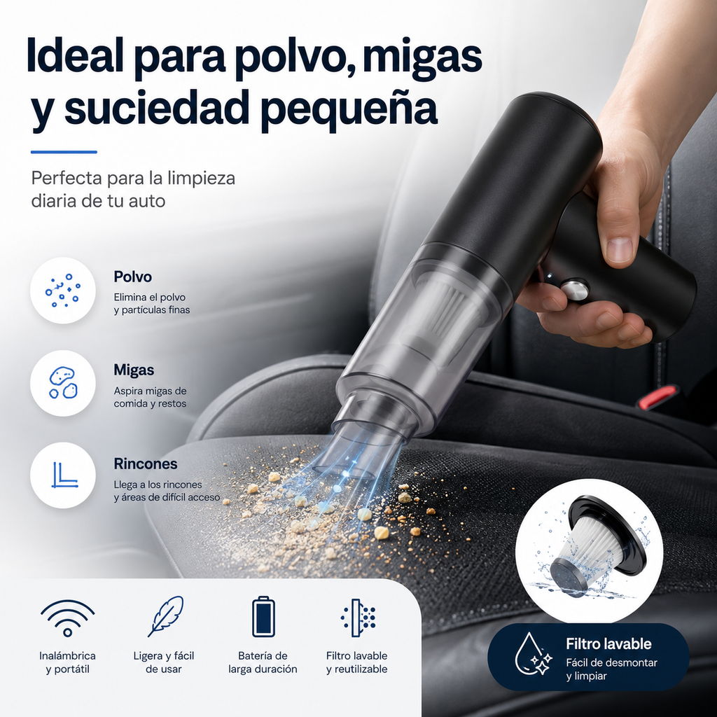 Mini Aspiradora Inalámbrica para Auto