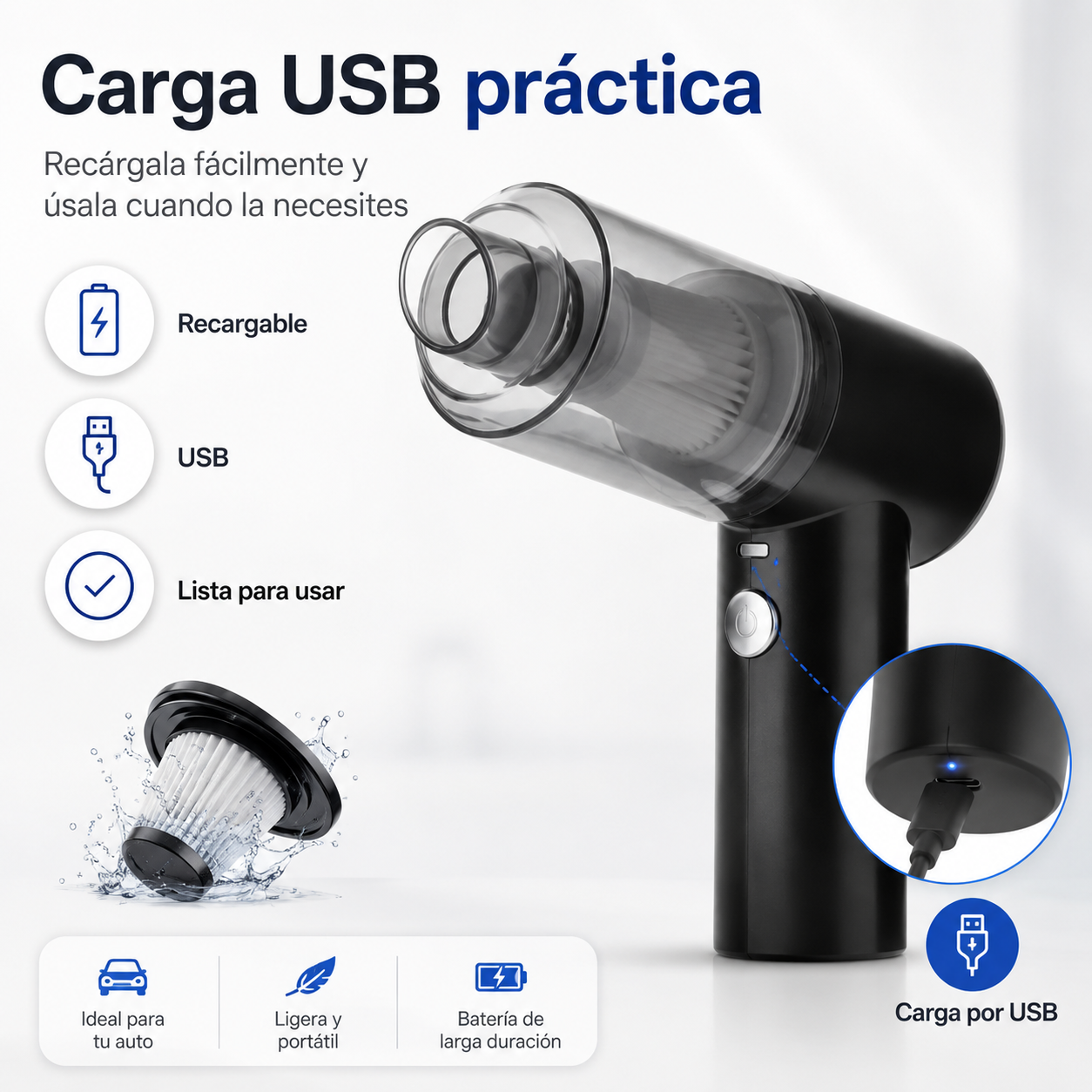 Mini Aspiradora Inalámbrica para Auto