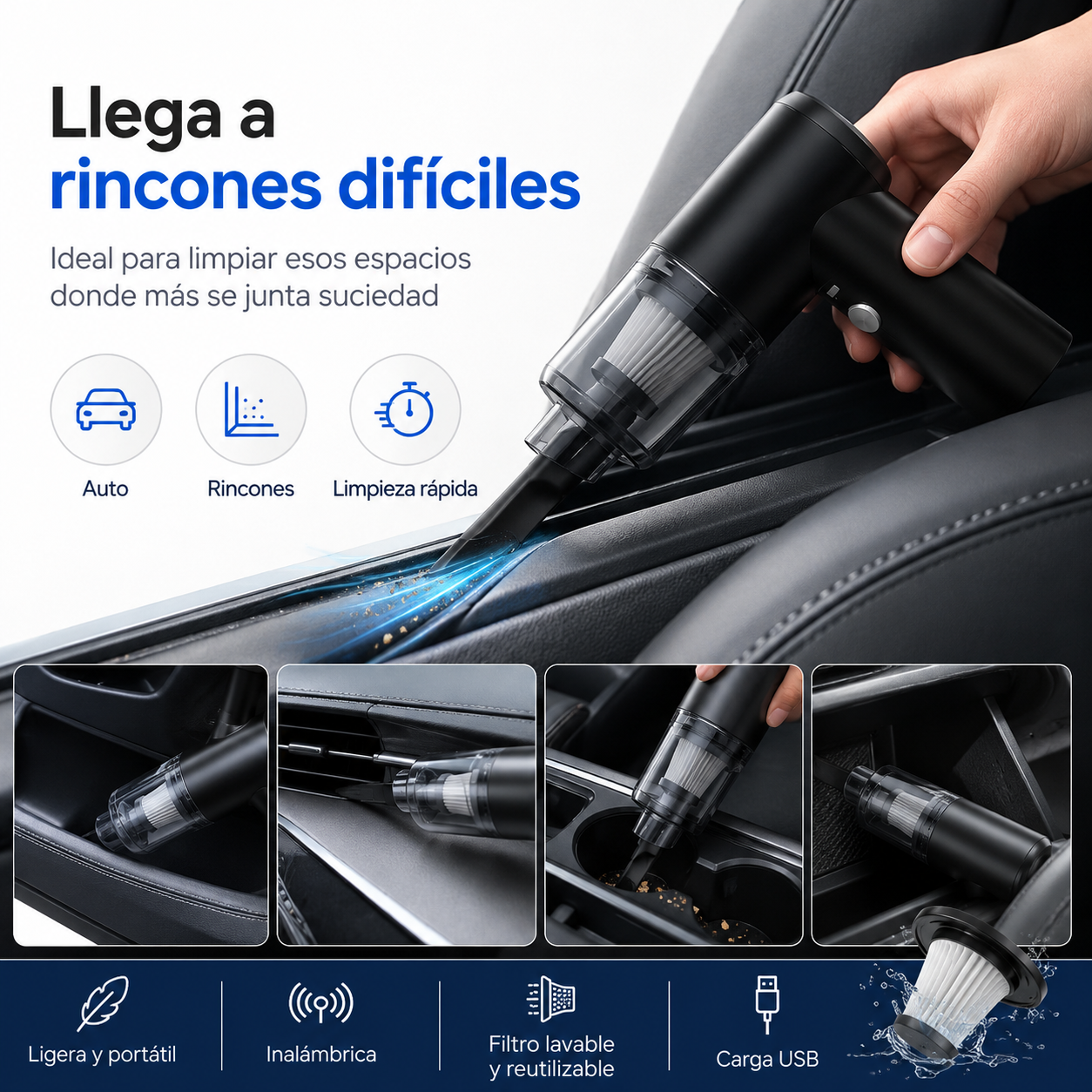 Mini Aspiradora Inalámbrica para Auto