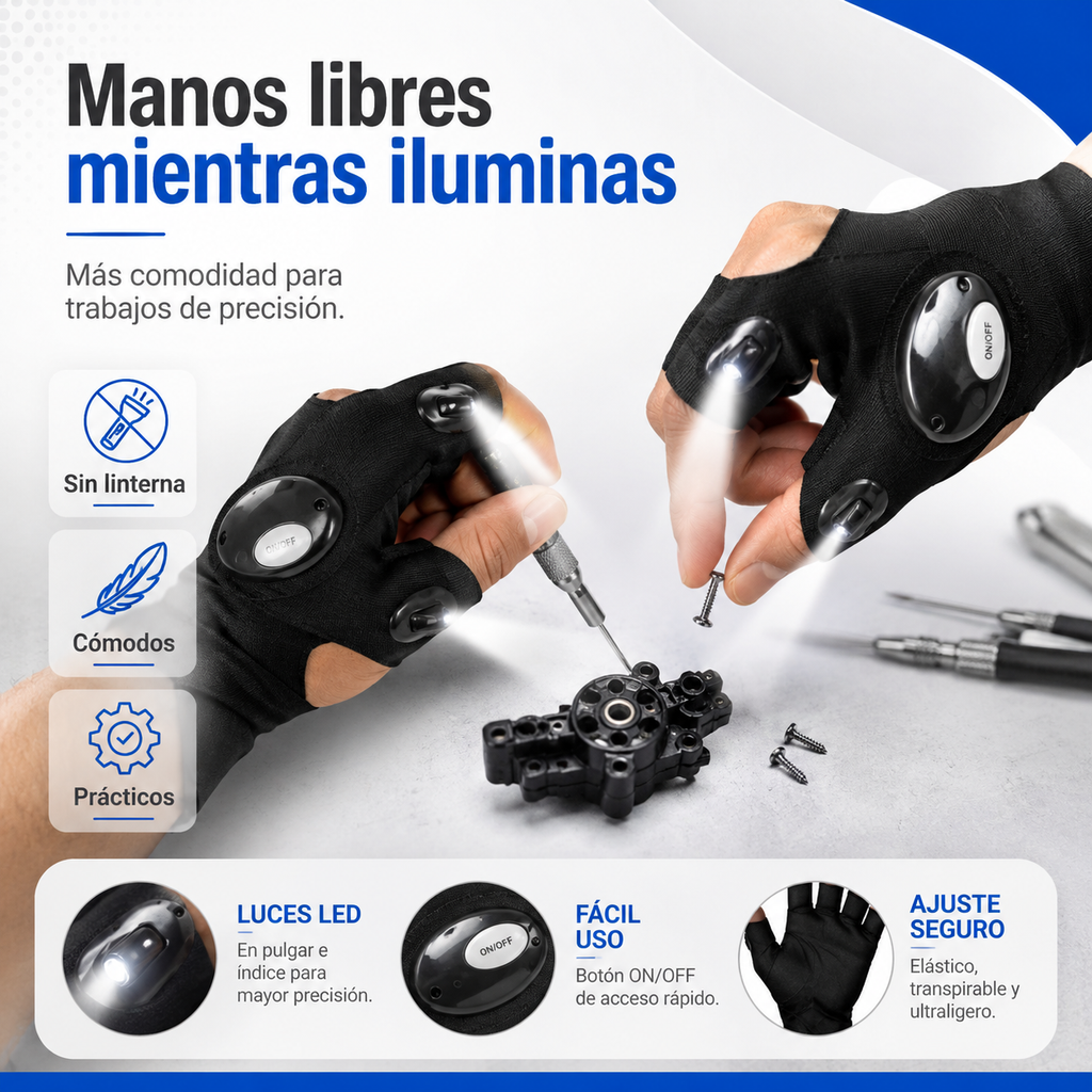 Guantes de Trabajo con Luz LED | 1 Par