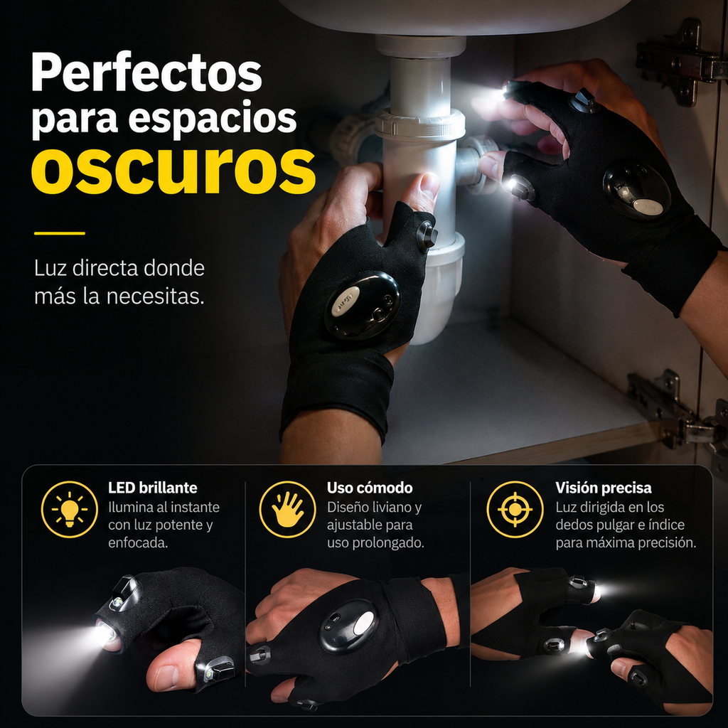 Guantes de Trabajo con Luz LED | 1 Par