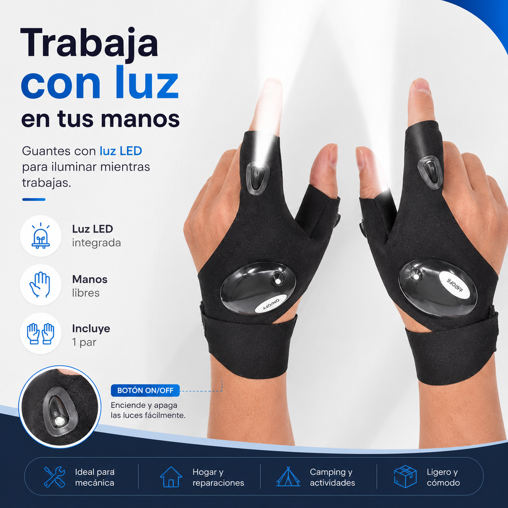 Guantes de Trabajo con Luz LED | 1 Par