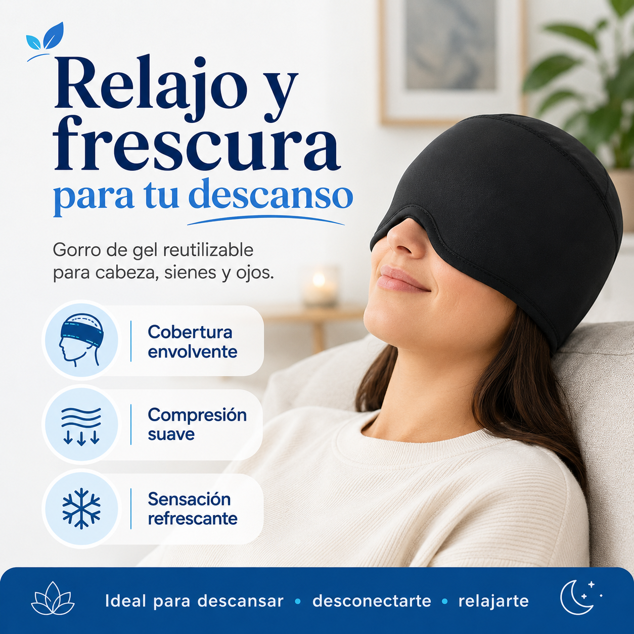 Gorro de Gel Frío/Calor para Migraña y Relajación