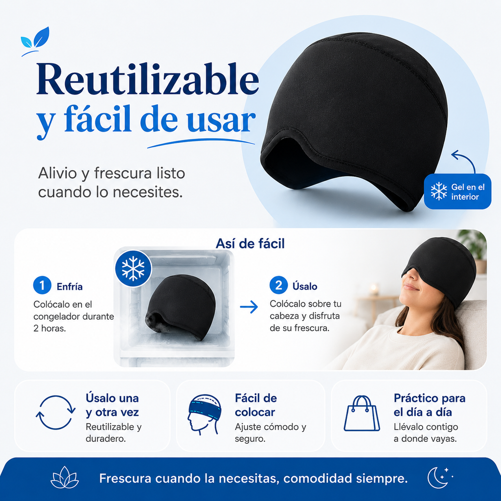 Gorro de Gel Frío/Calor para Migraña y Relajación