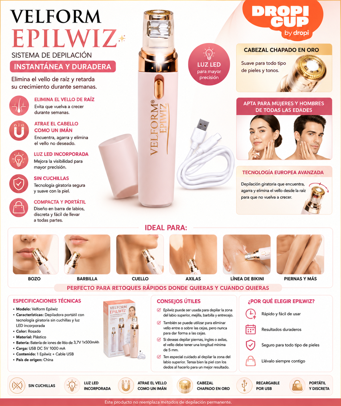 Depiladora Portátil Velform Epilwiz