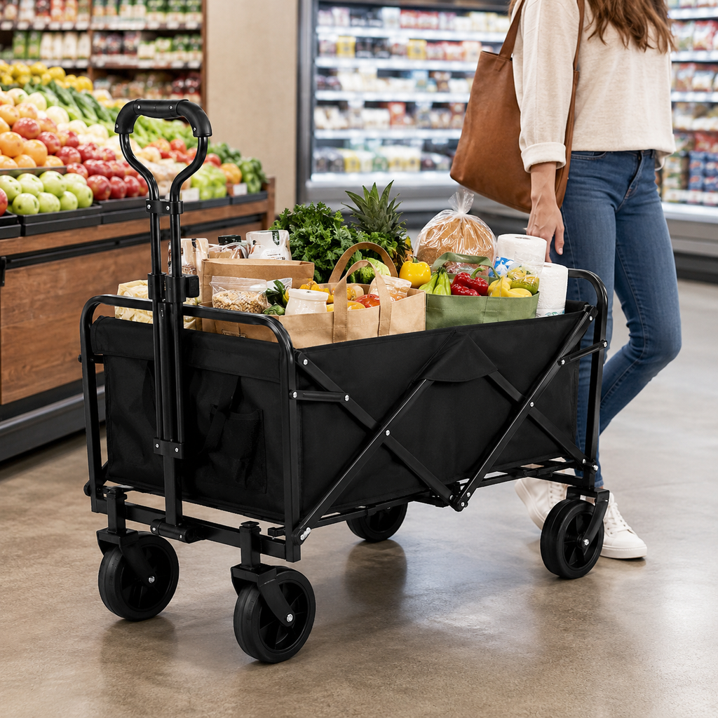 Carrito Plegable Multiuso para Compras, Camping y Picnic