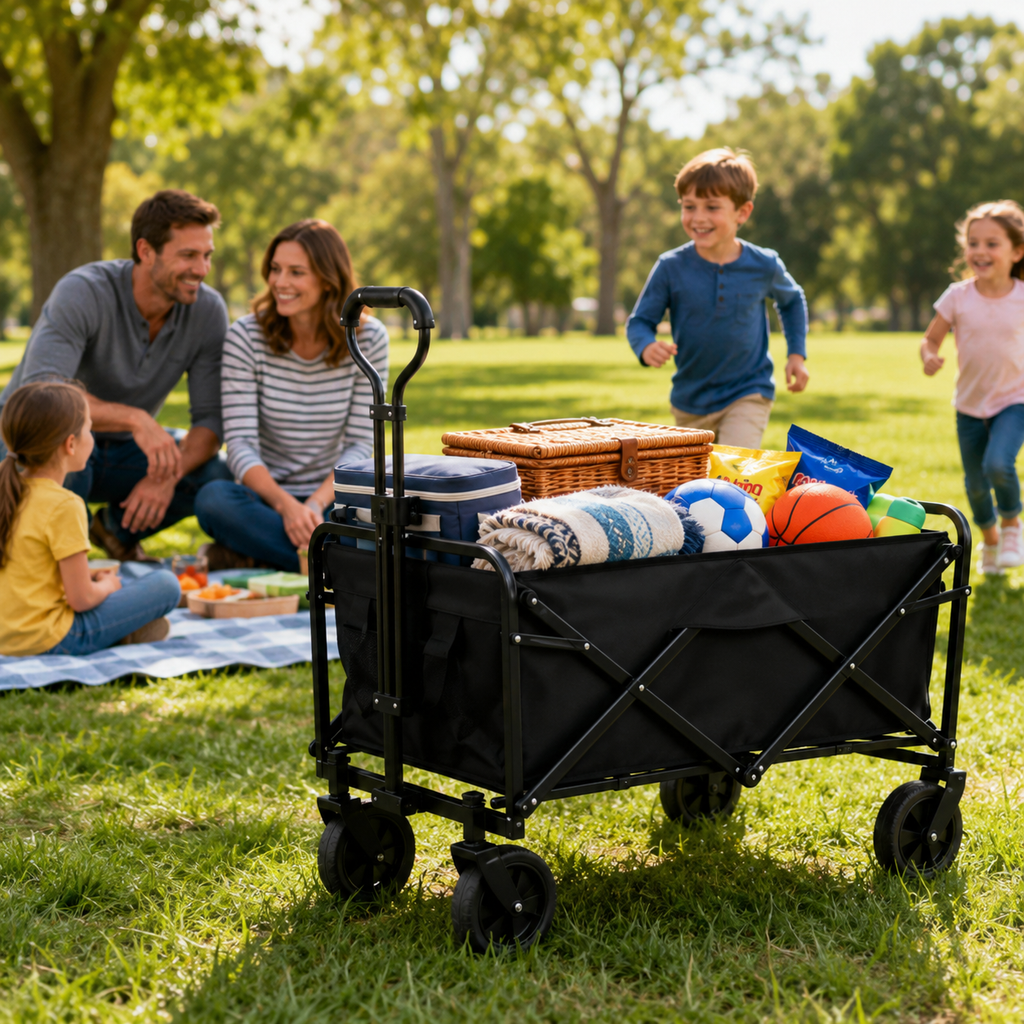 Carrito Plegable Multiuso para Compras, Camping y Picnic