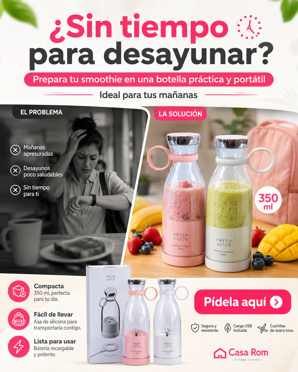 Botella Licuadora Recargable