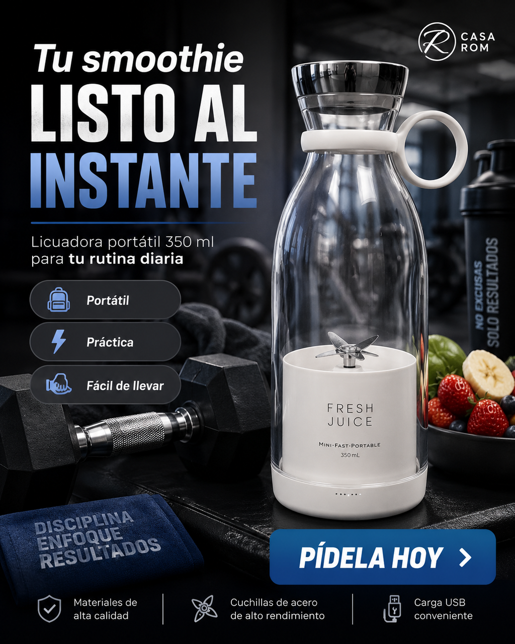 Botella Licuadora Recargable