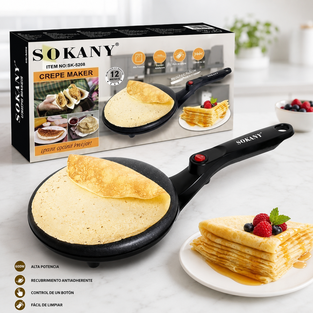 Crepera Eléctrica Antiadherente Sokany