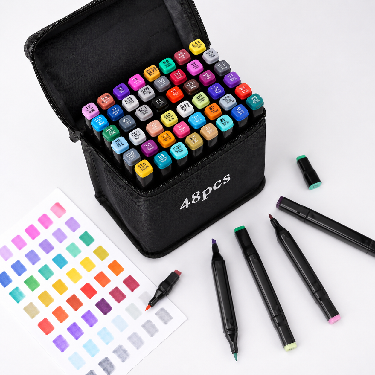 Set de Marcadores de Alcohol 48 Colores Doble Punta