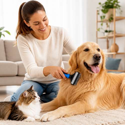 Cepillo Deslanador 2 en 1 para Perros y Gatos