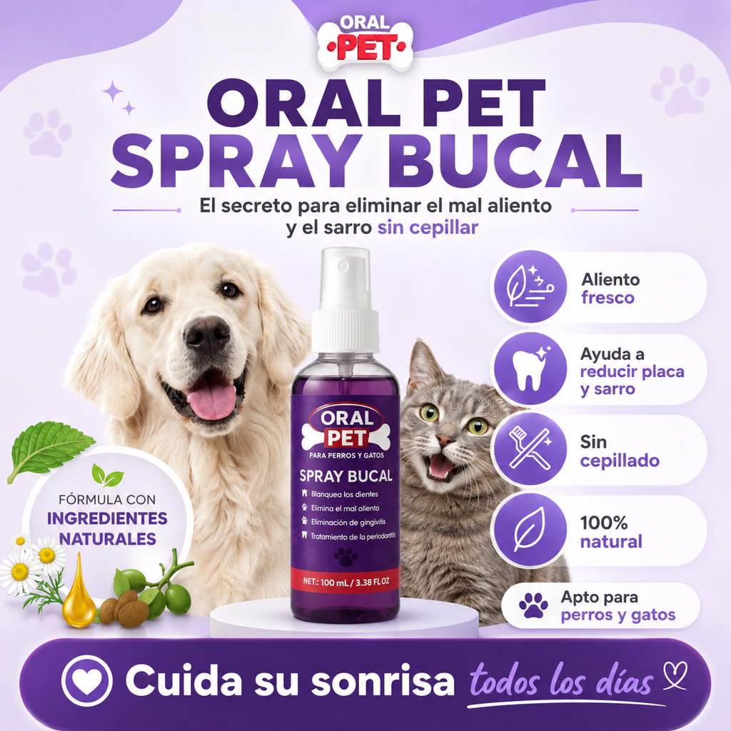 Spray Bucal para Perros y Gatos – Aliento Fresco y Cuidado Dental Diari