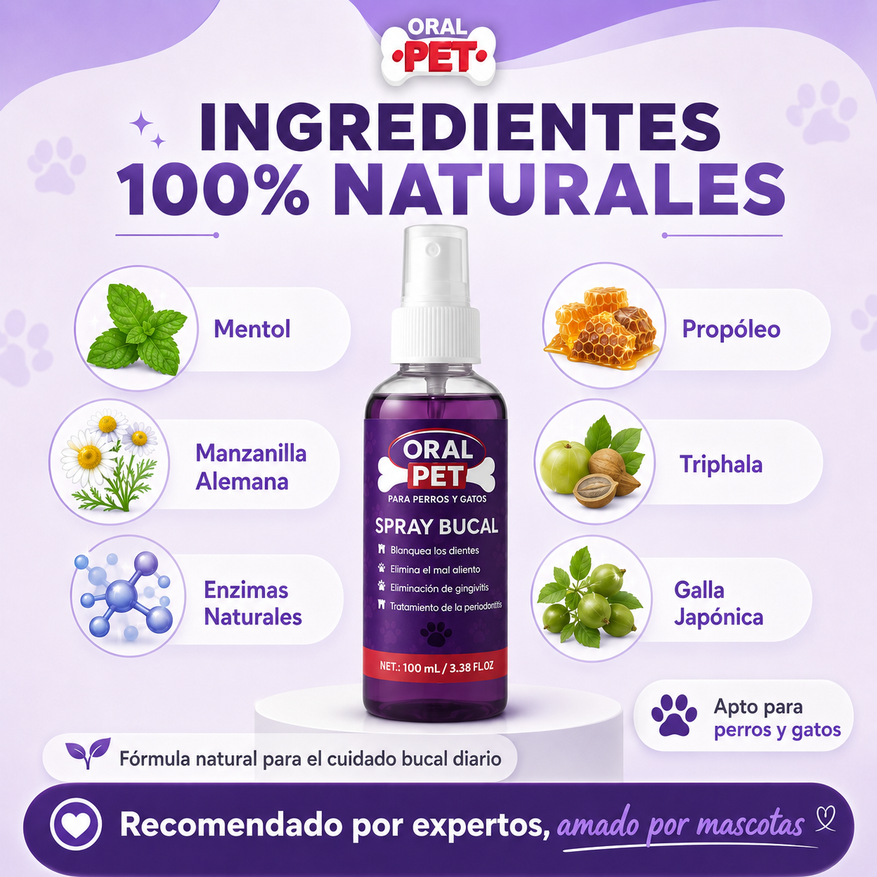 Spray Bucal para Perros y Gatos – Aliento Fresco y Cuidado Dental Diari