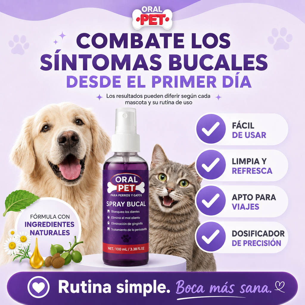 Spray Bucal para Perros y Gatos – Aliento Fresco y Cuidado Dental Diari