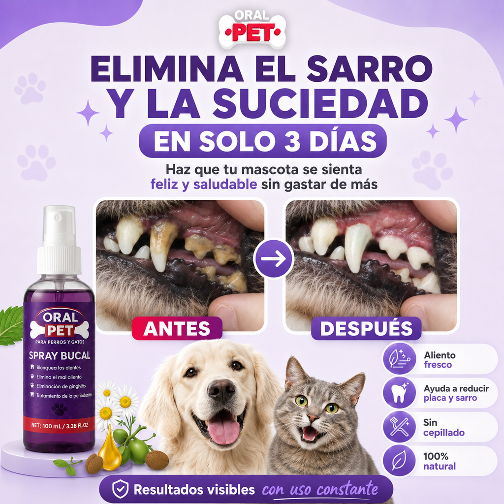 Spray Bucal para Perros y Gatos – Aliento Fresco y Cuidado Dental Diari