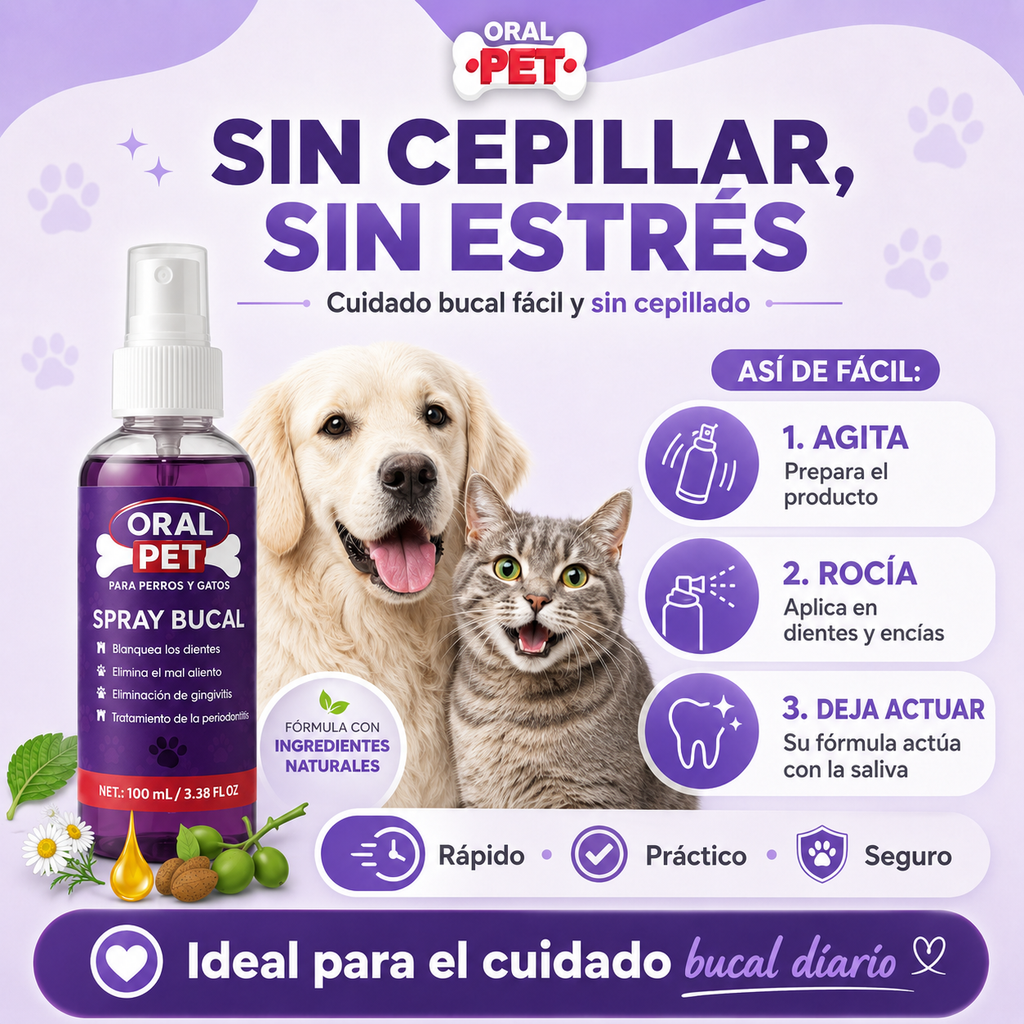 Spray Bucal para Perros y Gatos – Aliento Fresco y Cuidado Dental Diari