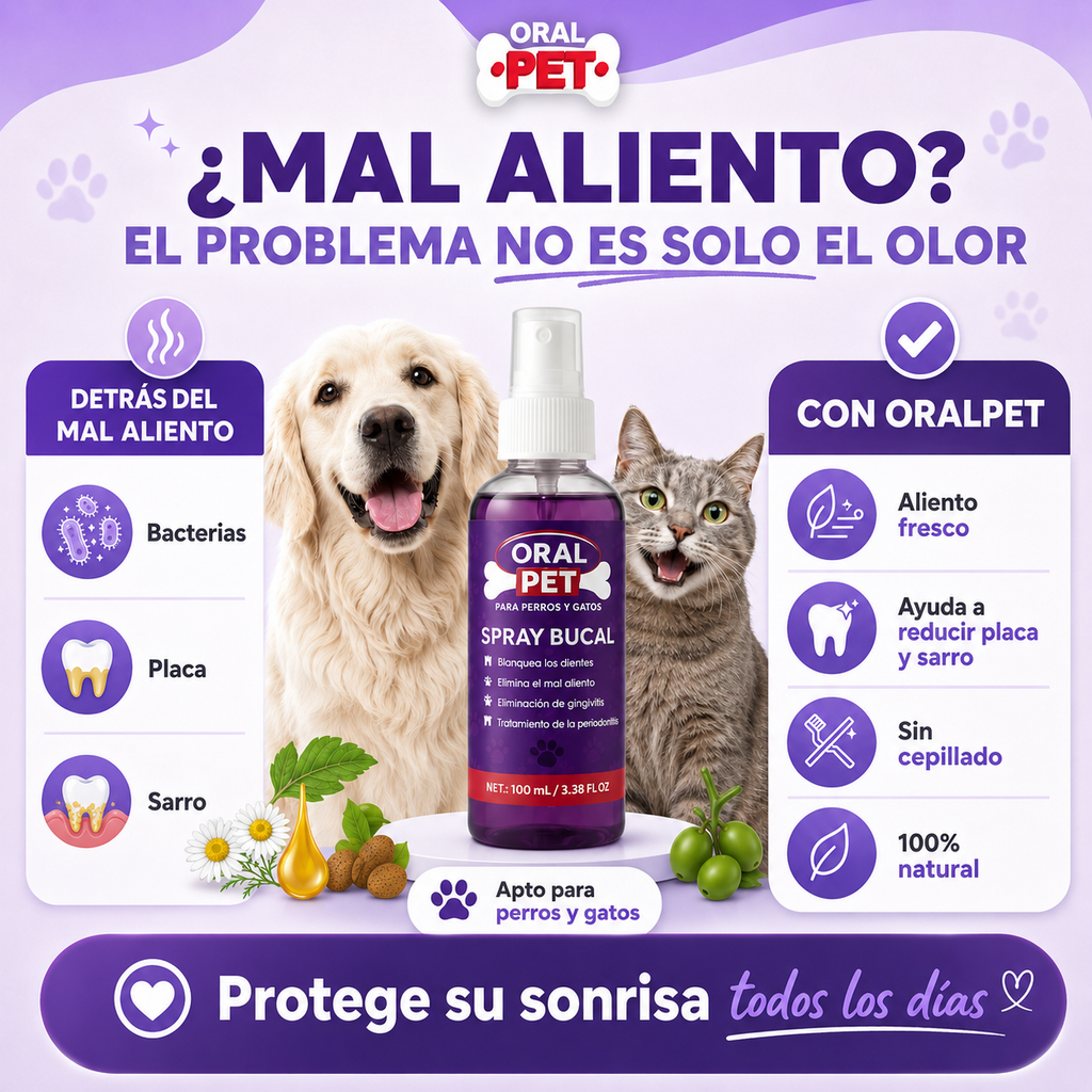 Spray Bucal para Perros y Gatos – Aliento Fresco y Cuidado Dental Diari