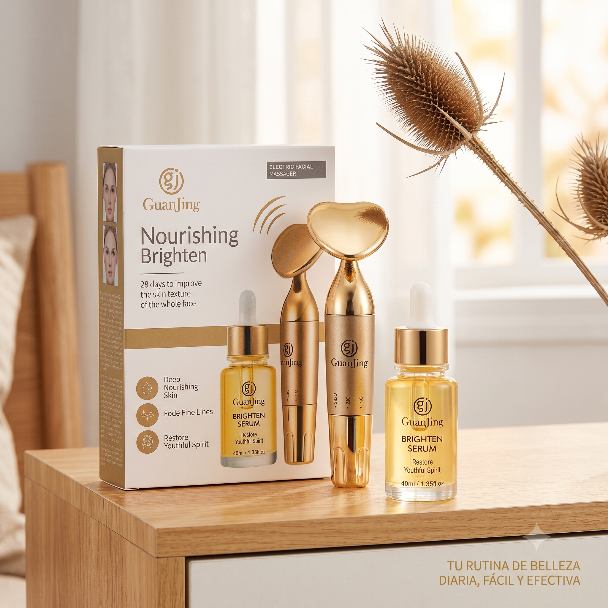 Set Cuidado Facial Masajeador Con Vitamina E